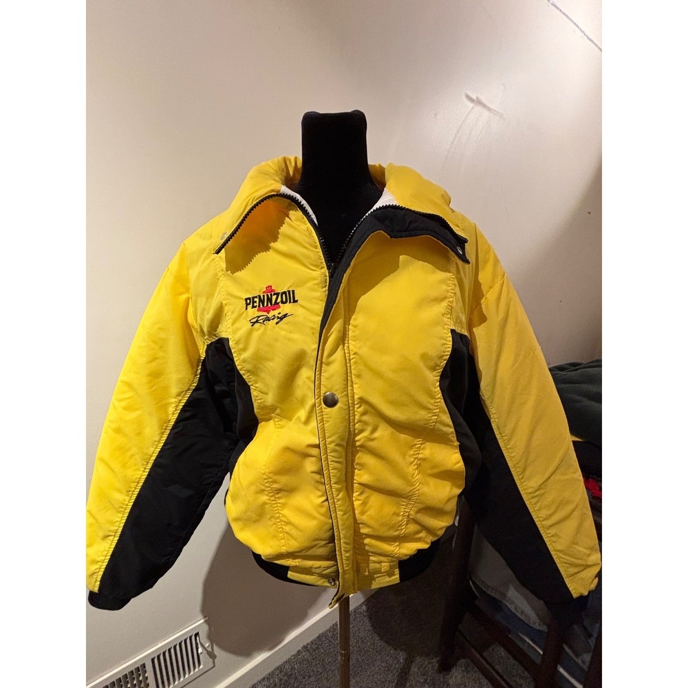 Pennzoil Racing Jacket Yellow Black Full Zip,embroidered logo,vintage,swingster - Picture 7 of 9